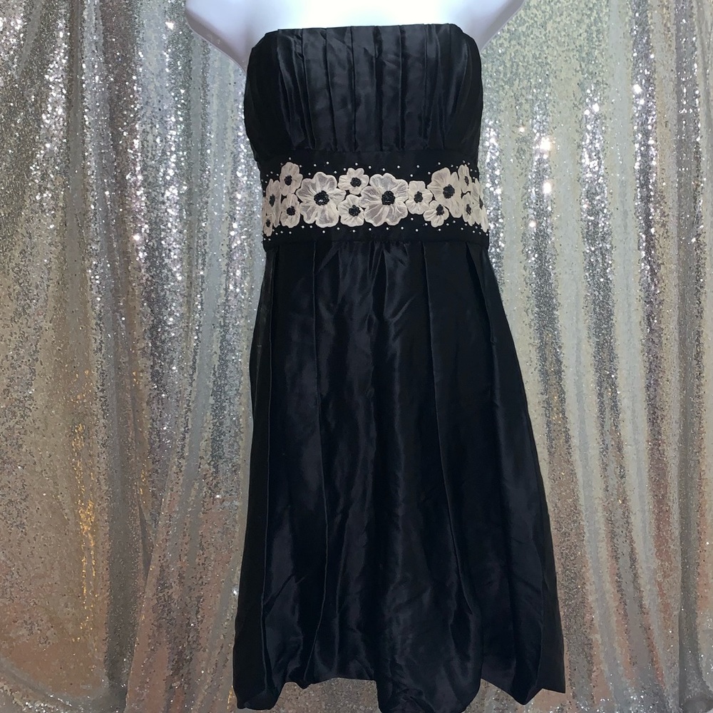 Maria Bianca Nero Black sm strapless dress floral